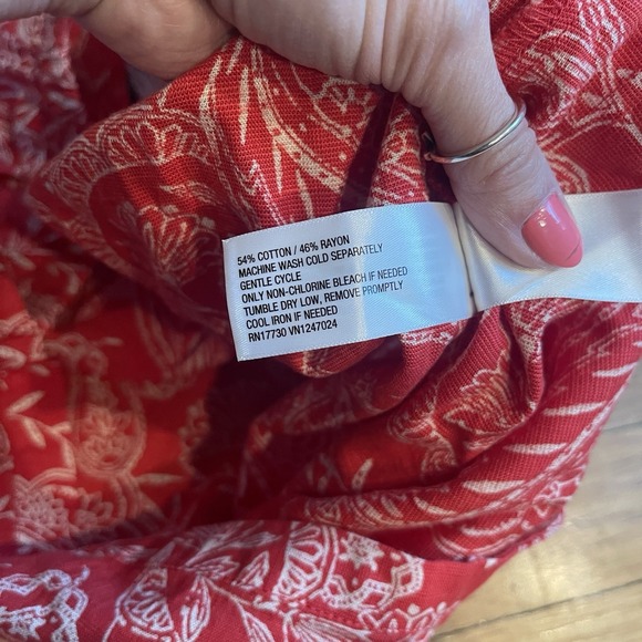 Universal Thread Large Red Paisley Wrap Maxi Skirt Ruffle Hem Cotton Blend EUC - Picture 6 of 8